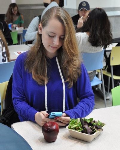 Student in dining commons